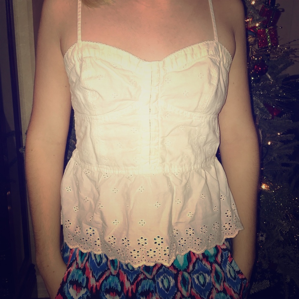 Flowery white tank top